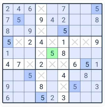 Step 2 - Cells for 4 are eliminated